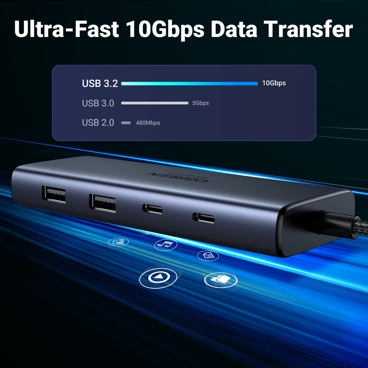 EAN 6941876243792 - Ugreen 7-in-1 USB-C Hub CM498 Acoplamiento Base Gris imagen 6