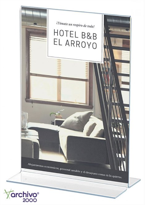 Archivo 2000 Expositor Sobremesa En Forma De T Din A4 Vertical 90x210x305 Mm Cristal Transparente