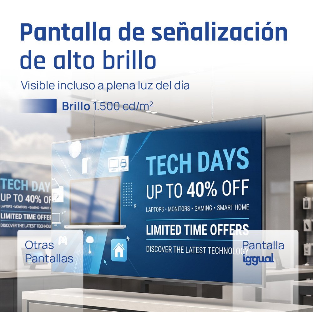 EAN 8435364320051 - iggual IGG320051 pantalla de señalización Pantalla plana para señalización digital 190,5 cm (75") LED Wif imagen 3