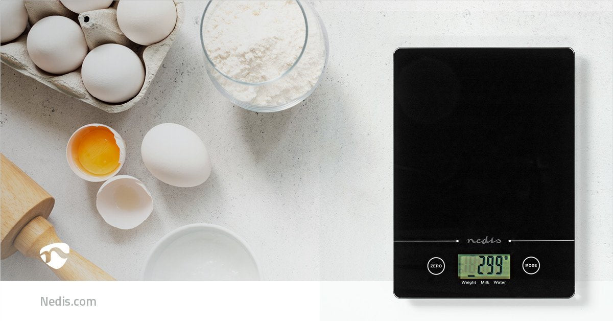 Nedis Bascula De Cocina Digital Cristal 3mm / Plastico Negro