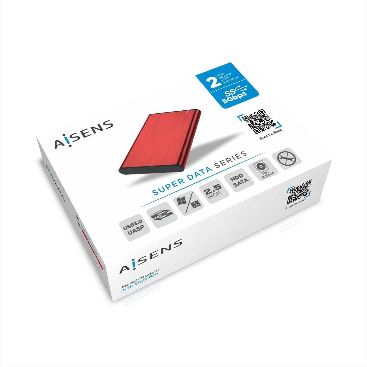 Aisens Caja Externa Para Disco Duro De 2.5' Usb 3.1 Ase-2525red