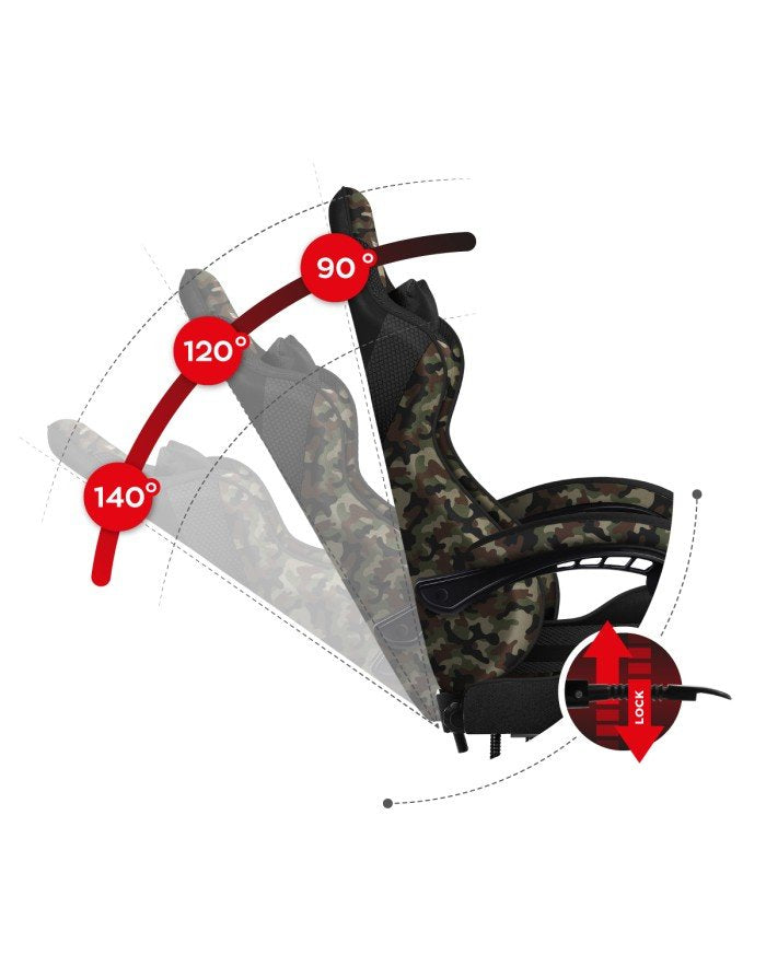 EAN 5903796011548 - Huzaro FORCE 4.7 Silla para videojuegos de PC Asiento (de seguridad) de butaca Negro, Camuflaje imagen 7