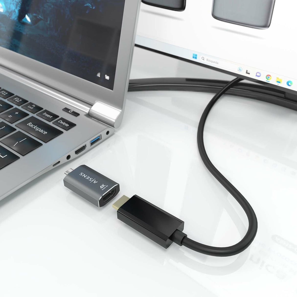 Aisens Adaptador Conversor Aluminio Usb-C A Hdmi 4k@60hz, Usb-C/M-Hdmi/H, Gris