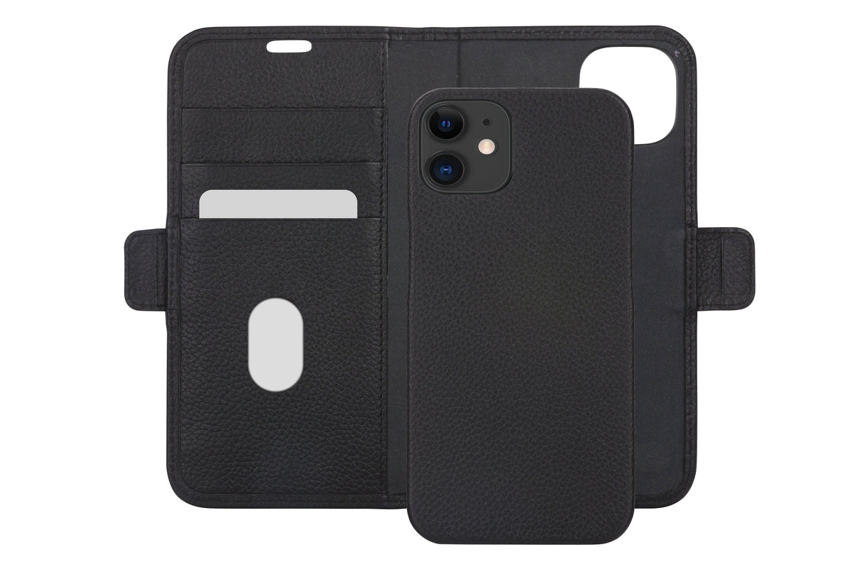 Dbramante1928 New York Funda Con Tapa Para Teléfono Móvil 2 En 1 Cuero Pebble De Grano Completo Negro Noche Para Apple Iphone 11 Xr