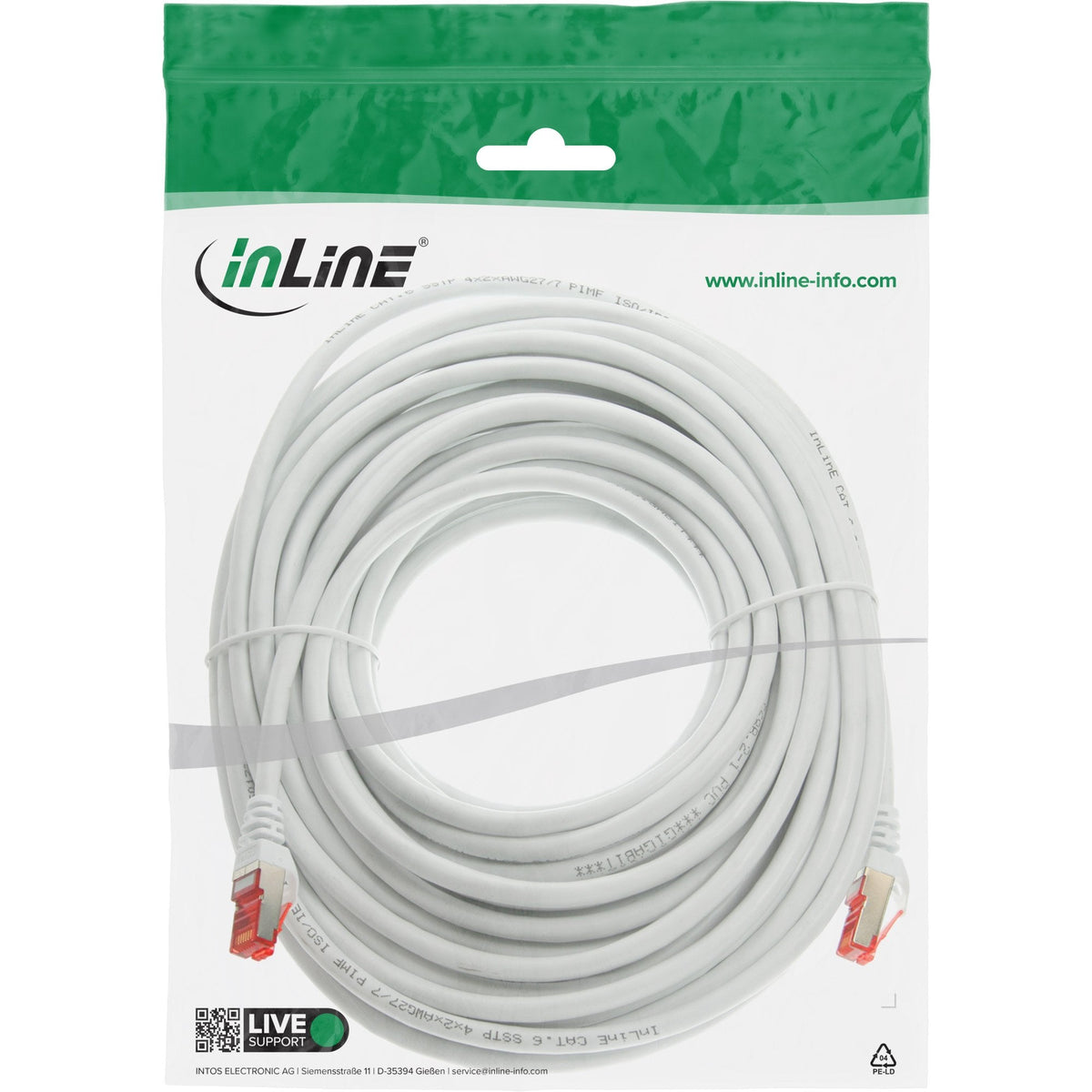 Cable De Red Inline S/Ftp Pimf Cat.6 250mhz Pvc Cobre Blanco 5m