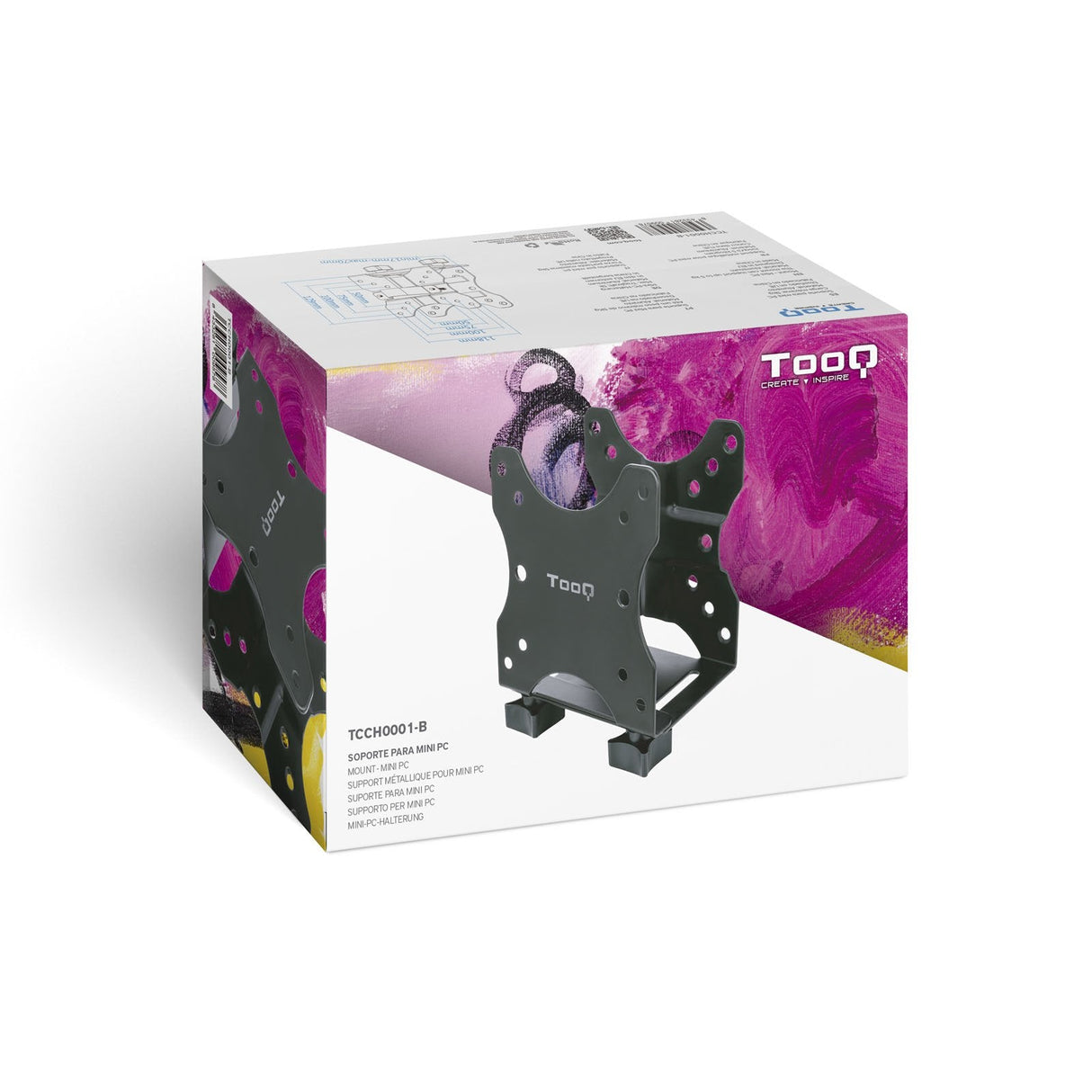 Tooq Soporte Vesa Para Mini Pc - 4 Opciones De Instalacion - Peso Max 5kg - Vesa 100x100 - Negro