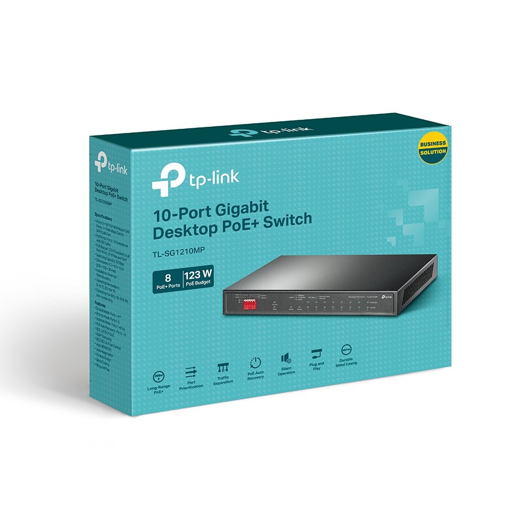 Switch Tp-Link Tl-Sg1210mp 10p,8pgigabt Poe+ Ports, 2x Gigabit Non-Poe Ports
