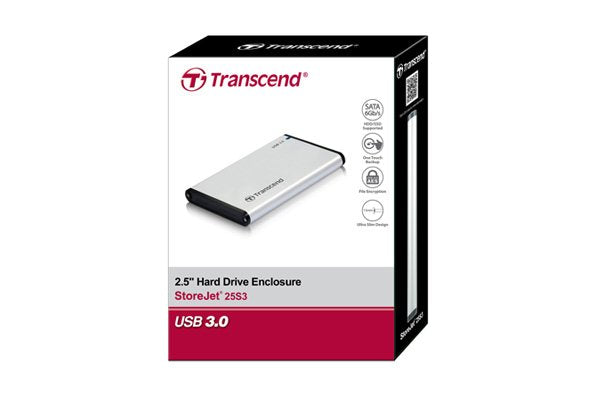 EAN 0760557828105 - Transcend StoreJet 25S3 Carcasa de disco duro/SSD Plata 2.5" USB con suministro de corriente imagen 3