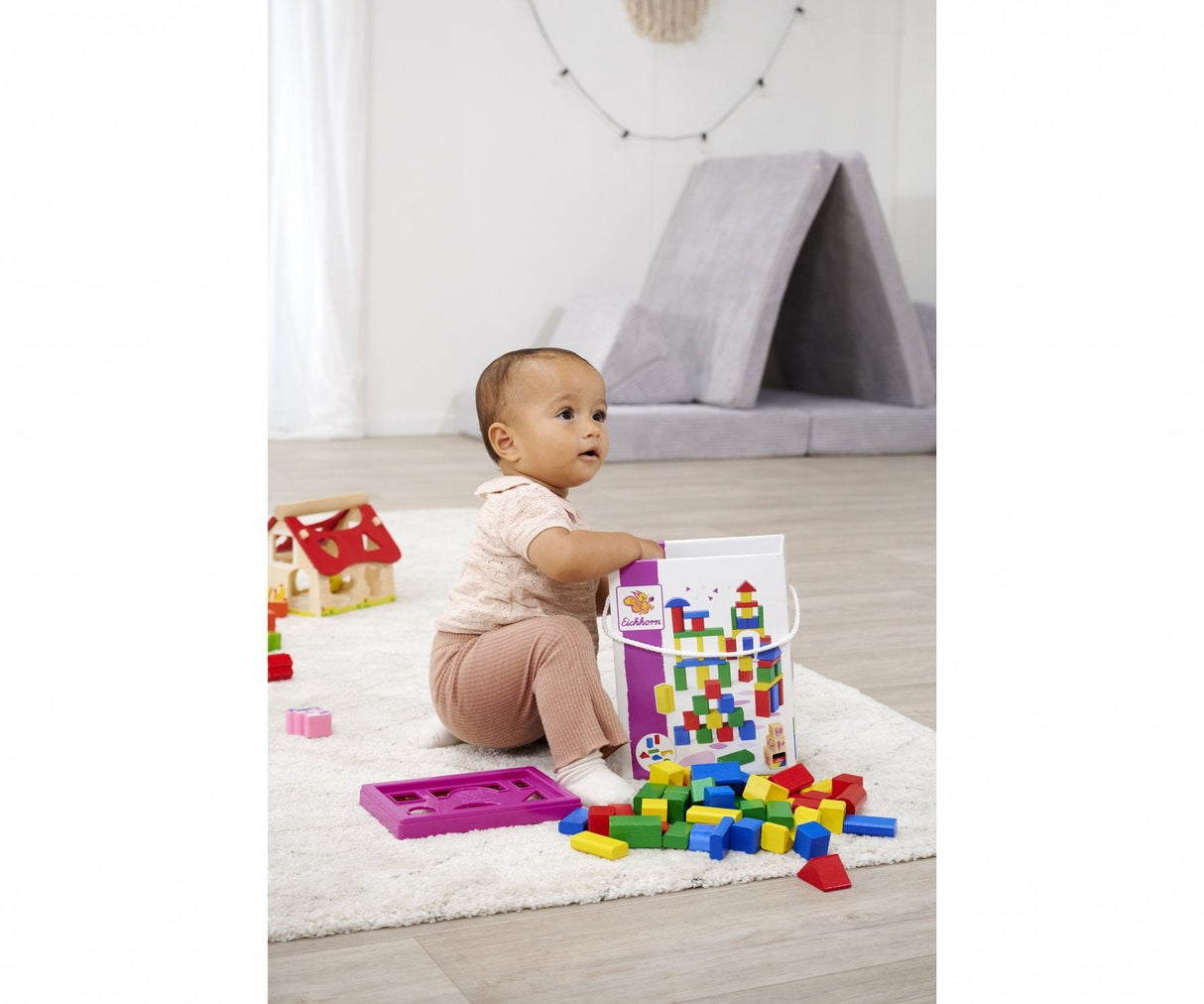 Eichhorn Bloques De Construcción De Madera De Colores 50, Juguetes De Construcción 100050161