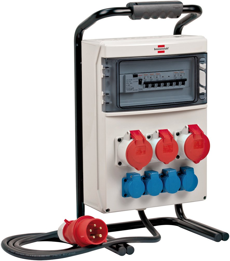Brennenstuhl Distribuidor De Corriente Portátil (2 X 32 A + 1 X Enchufe Cee De 16 A, Cable De 2 M, Para Uso En Obras Y Uso Permanente Al Aire Libre, Con Protección Personal Fi