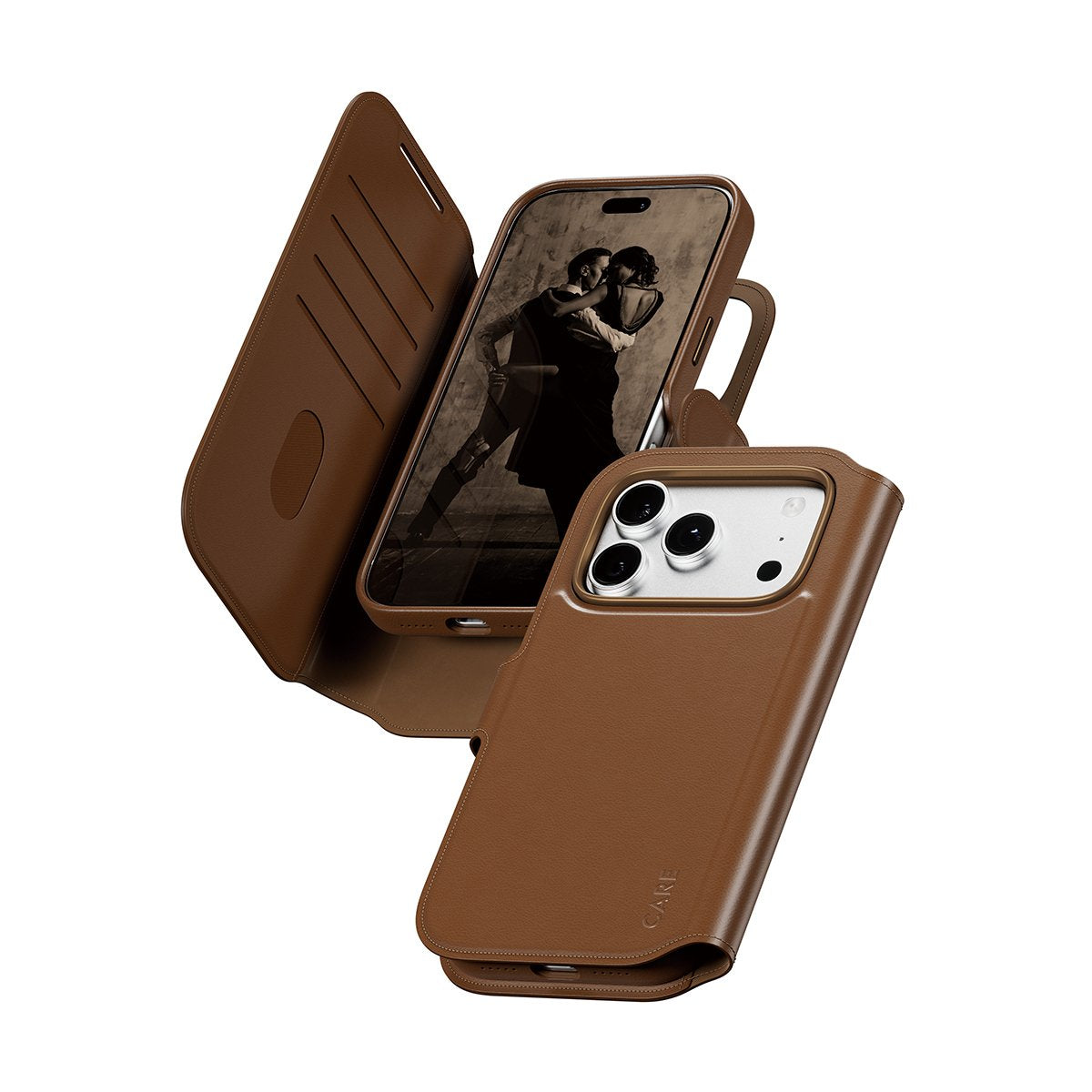 Care By Panzerglass Tango 2-In-1 Wallet Case Marrón M. Magsafe Iphone 17 Pro