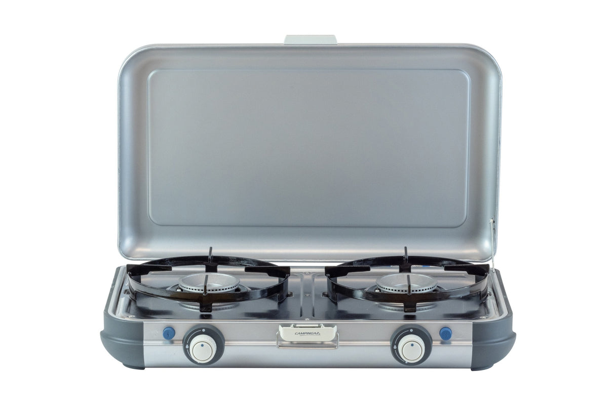 Campingaz Camping Kitchen 2 Grill & Go Cv, Cocina De Gas (Gris/Negro, 2x 2kw, Modelo 2023)
