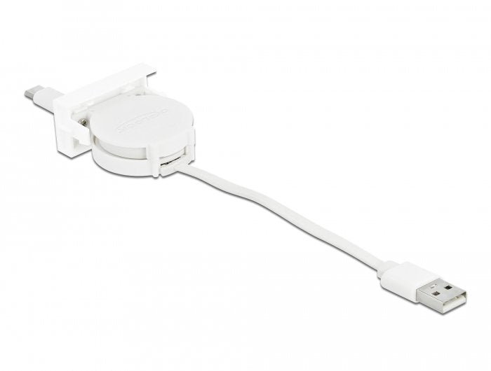 Delock Easy 45 Modul Usb 2.0 Ausrollcable Usb Typ-A Zu Usb Type-C Weiss