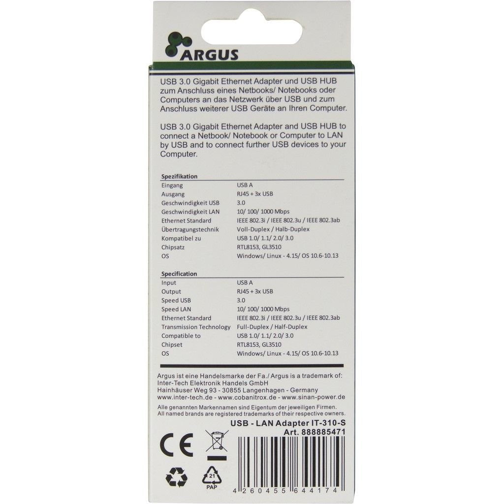 Inter-Tech Argus It-310-S Usb 3.2 Gen 1 (3.1 Gen 1) Type-A Gris