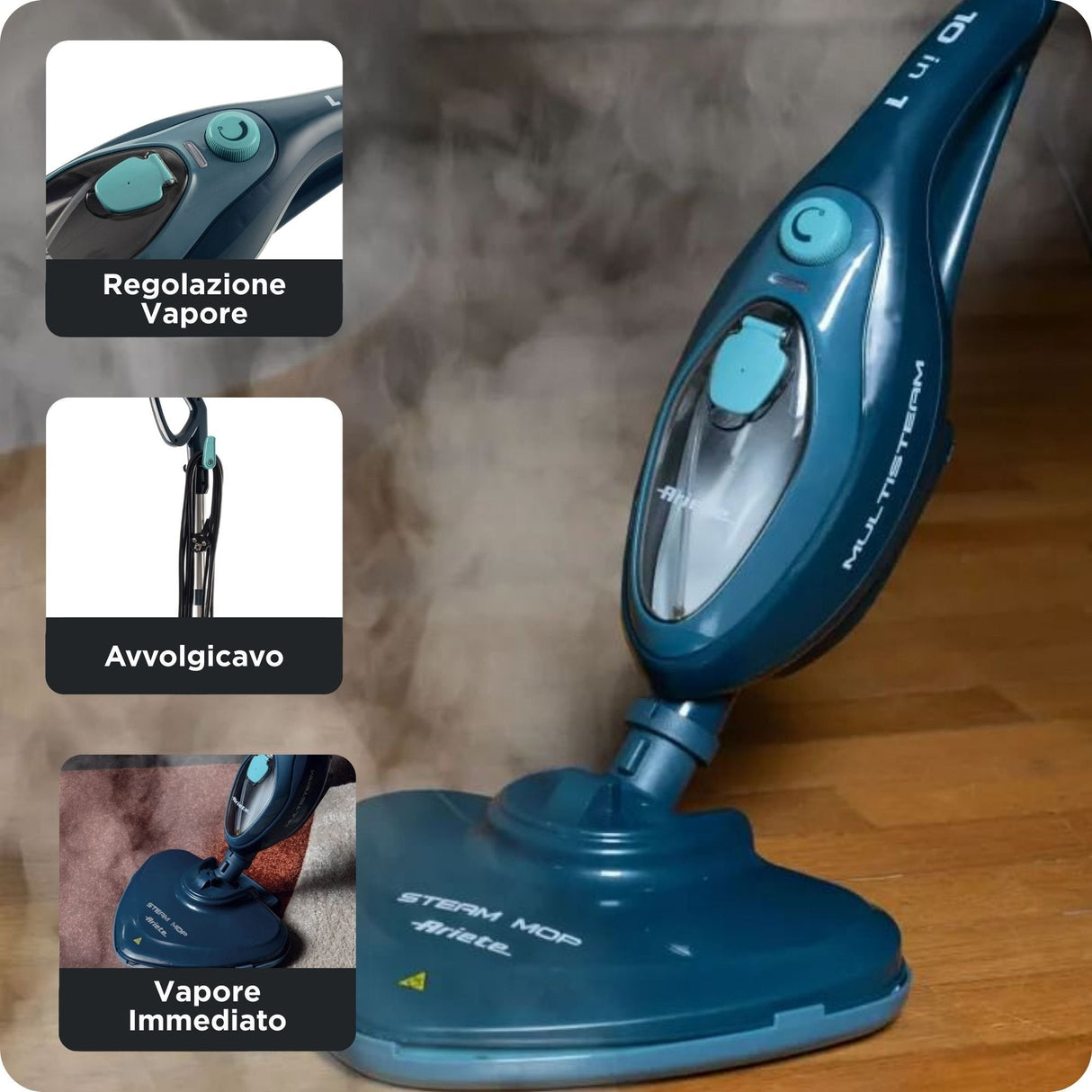 EAN 8003705124233 - Ariete 00P416406AR0 limpiador a vapor Fregona a vapor 0,35 L 1500 W Azul imagen 6