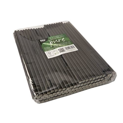Papstar Strohhalme Pure Negro - 100 Unidades