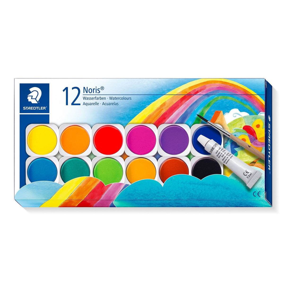 Staedtler Noris 888 12 Pastillas De Acuarela + Tubo Zinc Blanco + Pincel