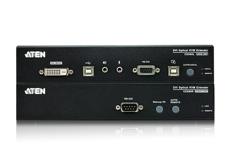 Aten Desktop Kvm Usb Dvi Optical Fiber Kvm Extender (600m) ( Aten Ce680, Usb, Usb, Dvi-D, Dvi, Negro, 1u
