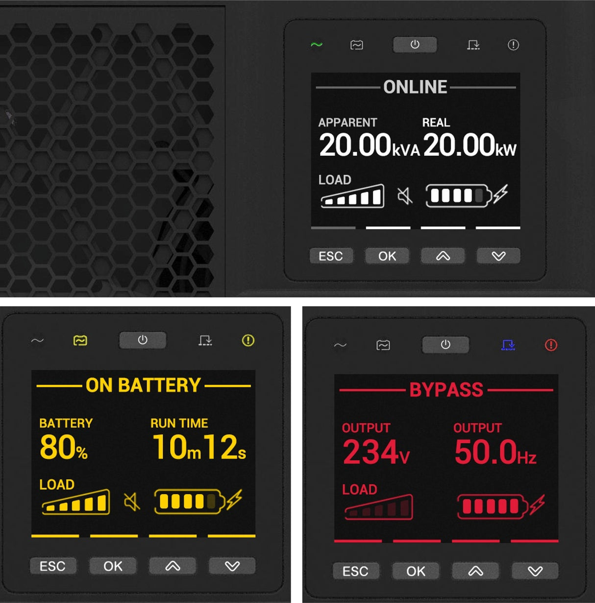 Apc Smart-Ups Rt 20kva Ups (Montaje En Bastidor) Ac 230/380 V 20000 Vatios 20000 Va Trifásico / 1 Fase Rs-232 Conectores De Salida: 1 7u Negro
