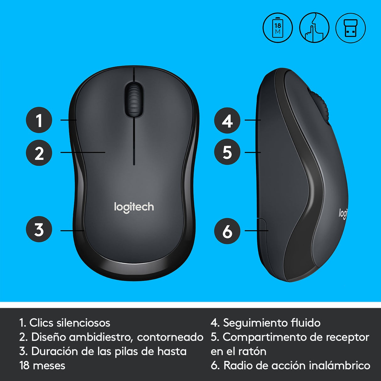 EAN 5099206066199 - Logitech M220 Silent ratón Oficina Ambidextro RF inalámbrico Óptico 1000 DPI imagen 9