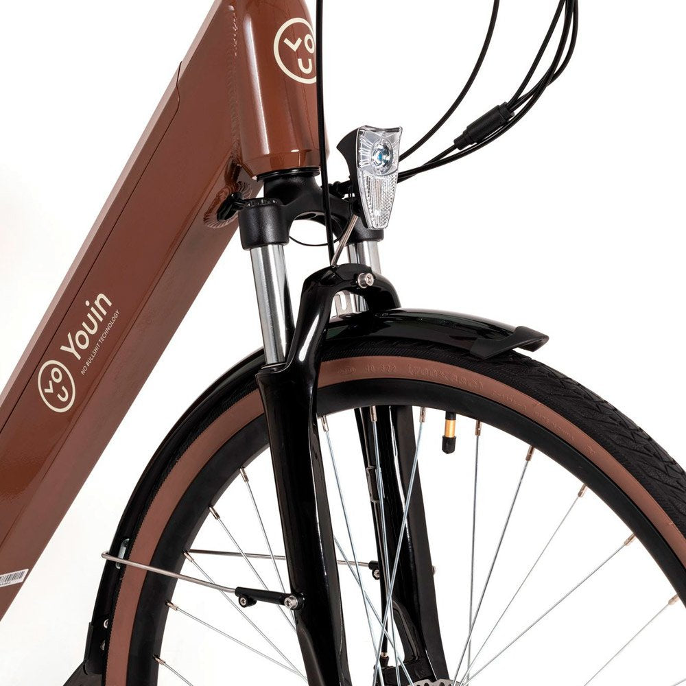 Bicicleta Youin Youride Viena - Paseo - Rueda 28 - Bateria Integrada Y Extraible - Ocre