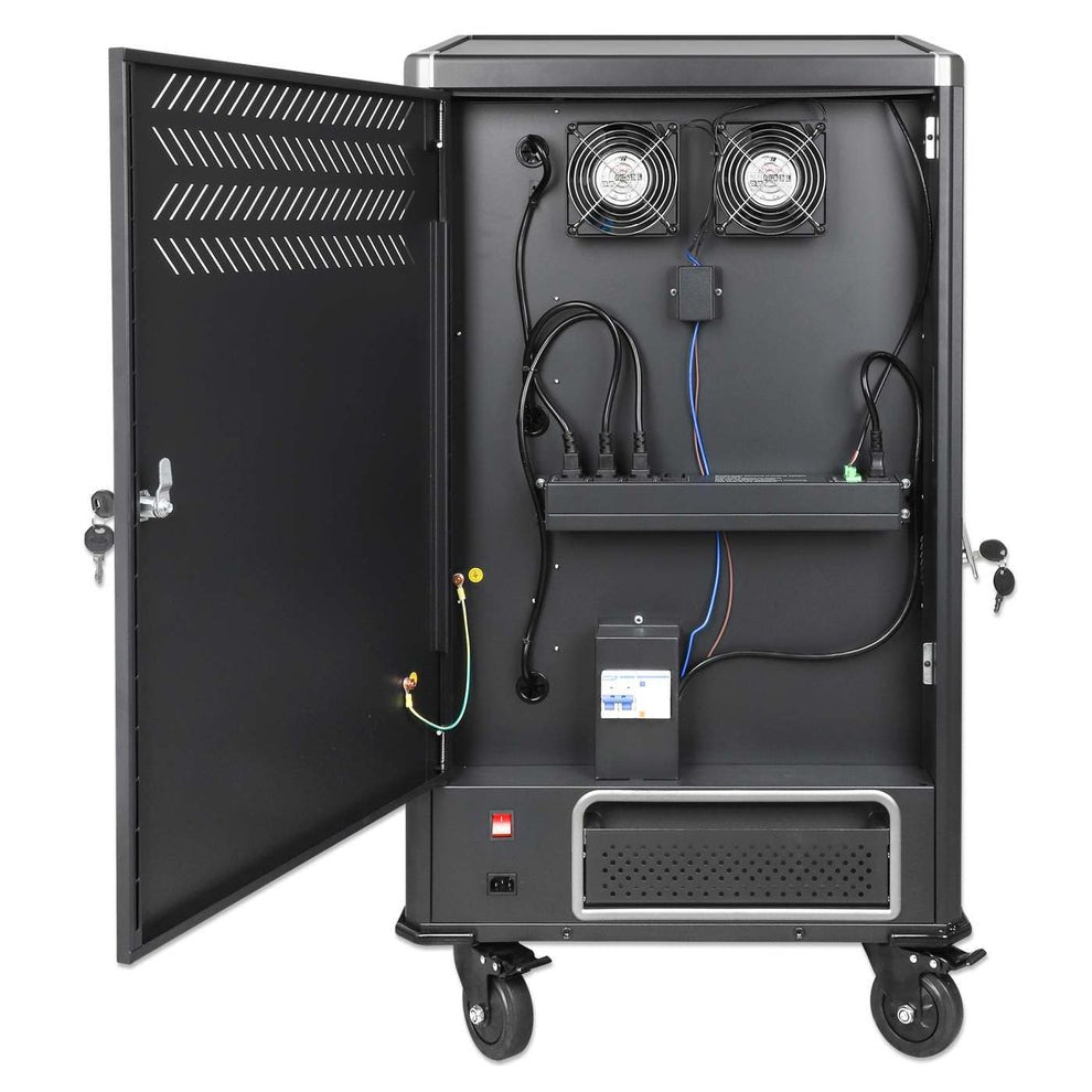 Manhattan Carro De Carga Para 30 Portátiles (Hasta 16"), Carga Mediante Adaptadores Ac (Eu) (Requiere Instalación De Cables De Alimentación De Los Dispositivos), Compatible Con Todos Los Portátiles, Ipad Y Macbook, Compartimentos 380×30×280