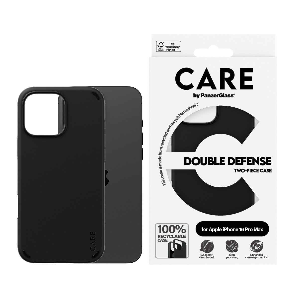EAN 5715685003981 - PanzerGlass CARE™ by ® Double Defense Case Black iPhone 16 Pro Max funda para teléfono móvil Negro imagen 2