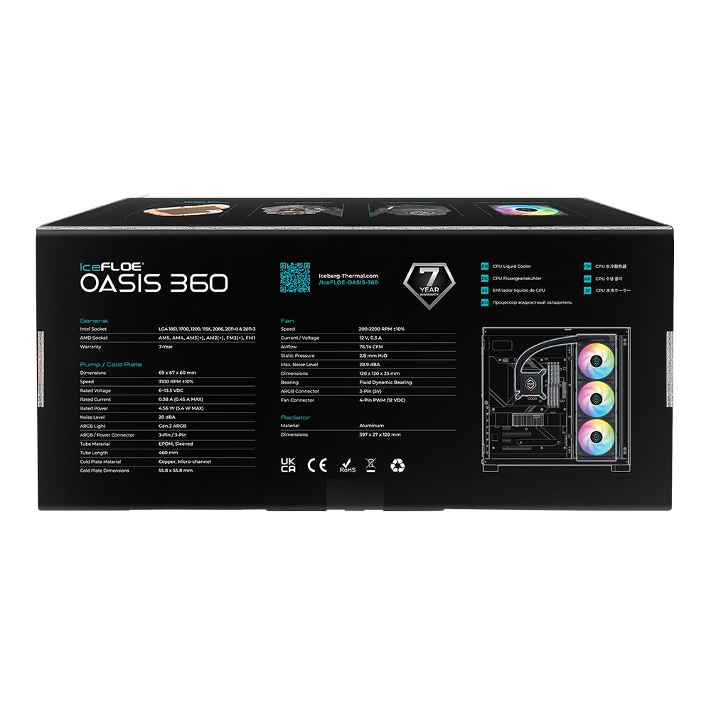 EAN 1230000071925 - Iceberg Thermal IceFLOE OASIS 360 Procesador Sistema de refrigeración líquida todo en uno 12 cm Negro 1 p imagen 18