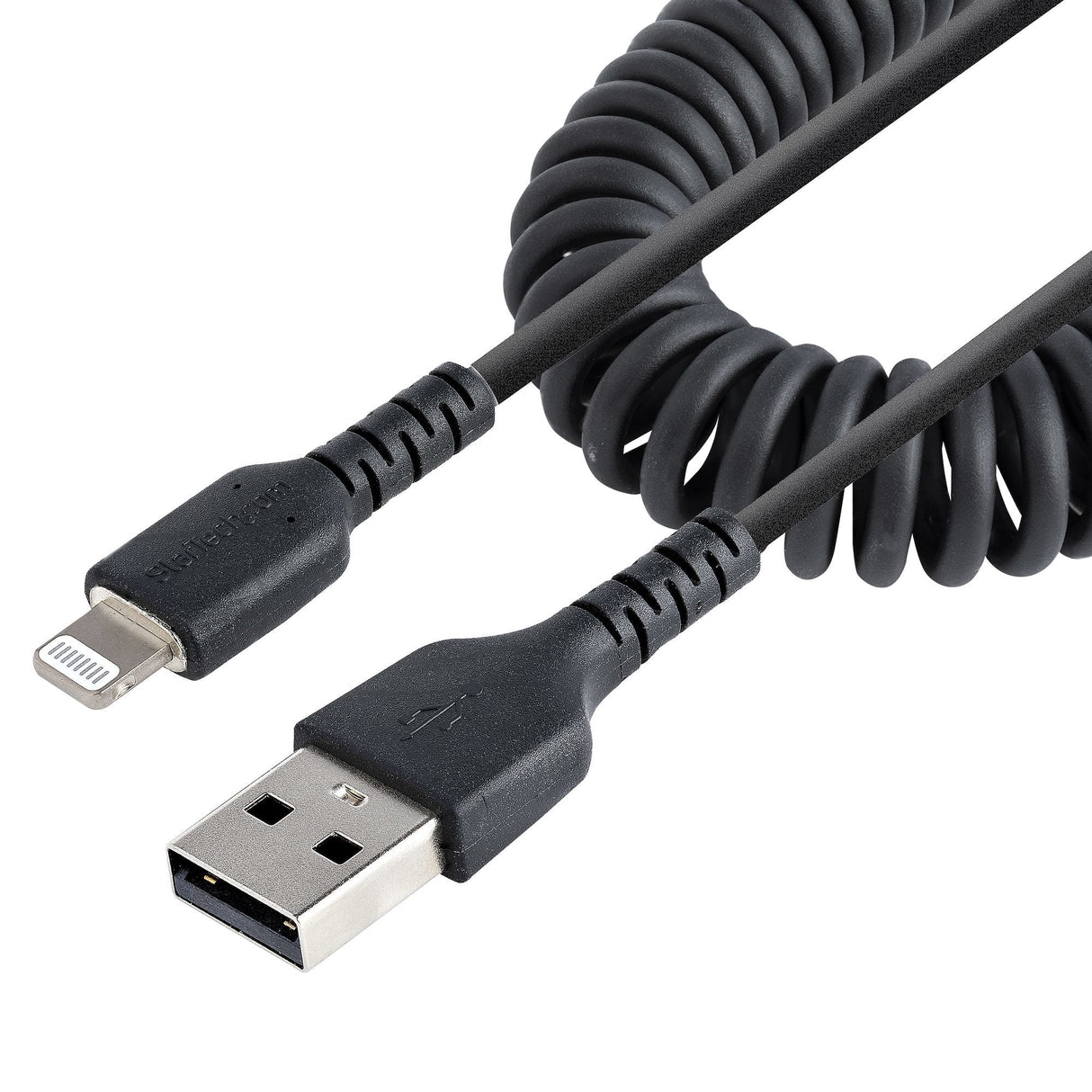 Usb To Lightning Cable - 1m Cabl (3.3ft) Coiled Cable Black