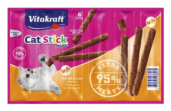 Vitakraft Cat Stick Alimento Seco Para Gatos Cordero, Pavo 36 G