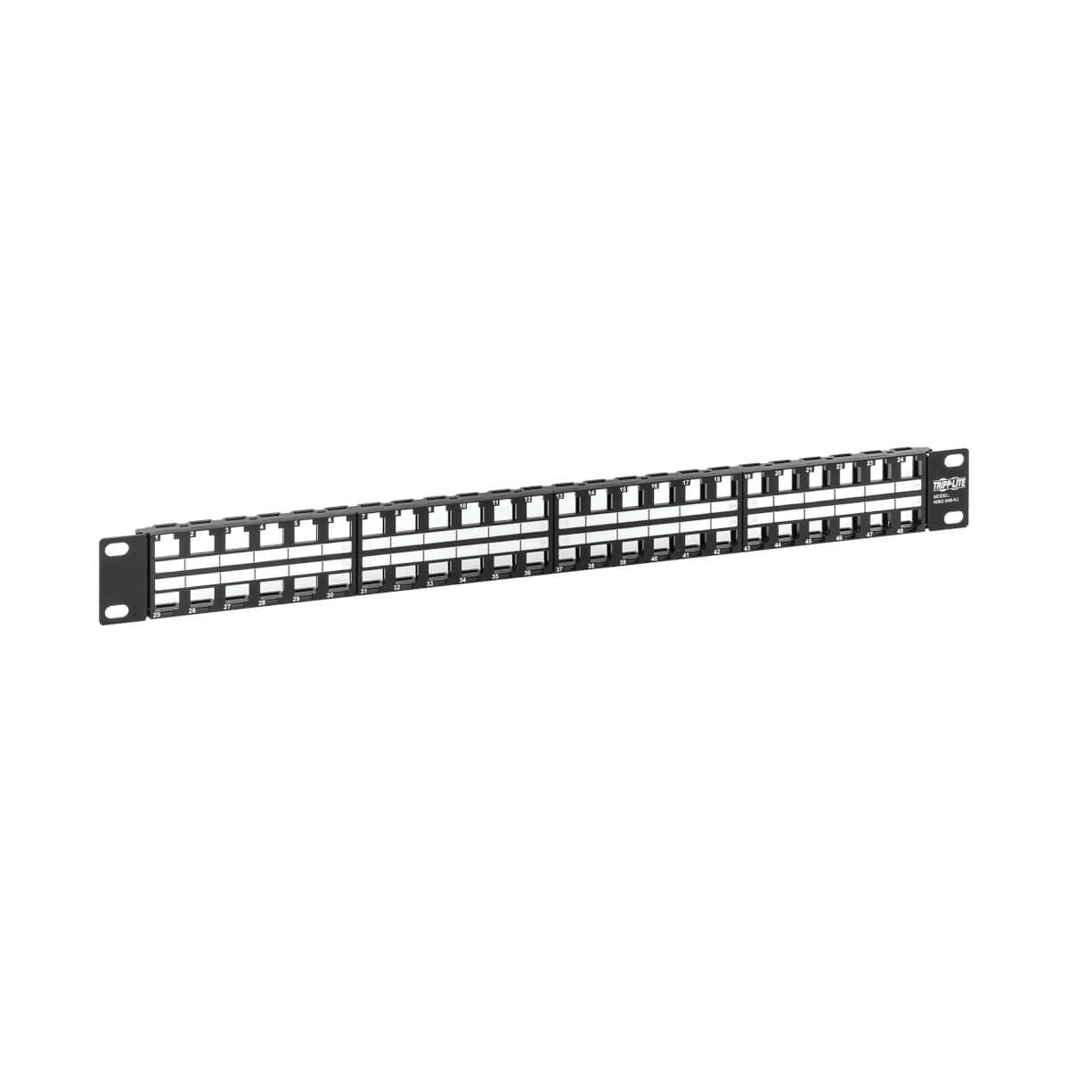 Eaton Tripp Lite 48-Port 1u Rack-Mount Unshielded Blank Keystone/Multimedia Patch Panel Rj45 Ethernet Usb Hdmi Cat5e/6