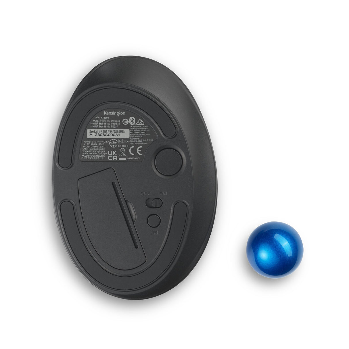 EAN 0085896721949 - Kensington Pro Fit Ergo TB450 ratón mano derecha RF Wireless + Bluetooth imagen 8