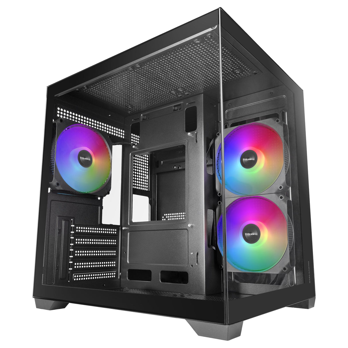 Caja Pc Microatx Mars Gaming Mc-View3 Gpu Max 330mm Cristal Templado Panoramico Argb Usb-C Negra