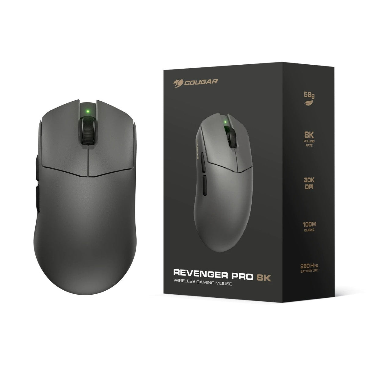Cougar Gaming Ratón,Revenger Pro 8k, Wireless, Negro