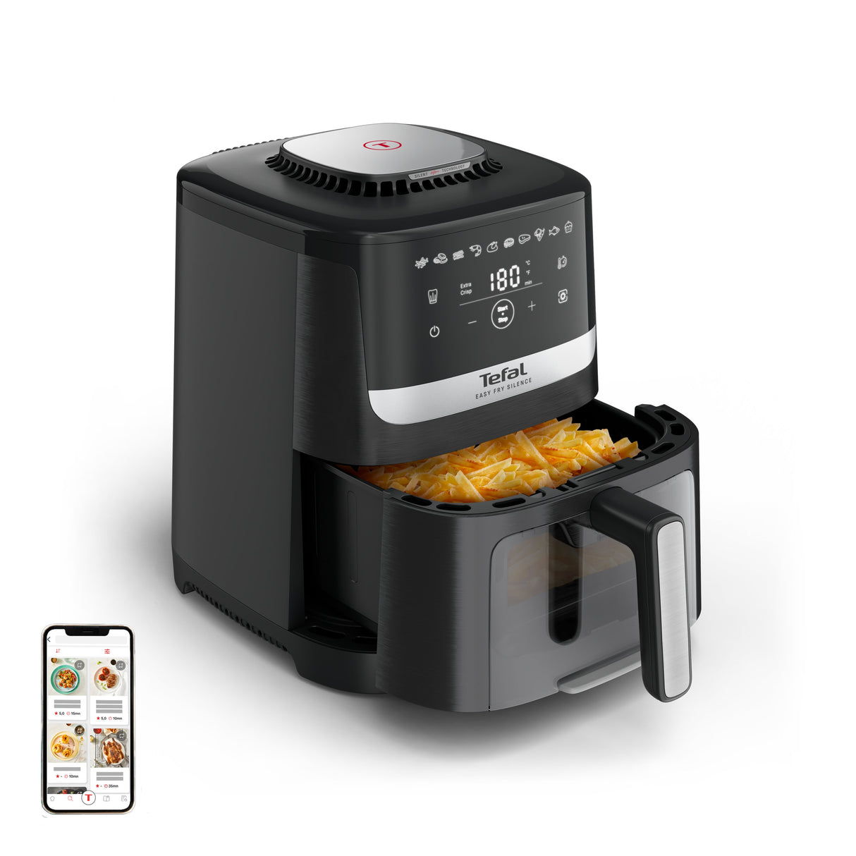 EAN 3045387293819 - Tefal Easy Fry Silence EY5568E0 freidora Sencillo 5 L Independiente Freidora de aire caliente Negro, Acer imagen 1