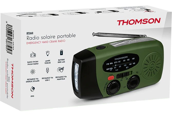 Radio Thomson Con Linterna De Emergencia Verde Y Negra Rt260
