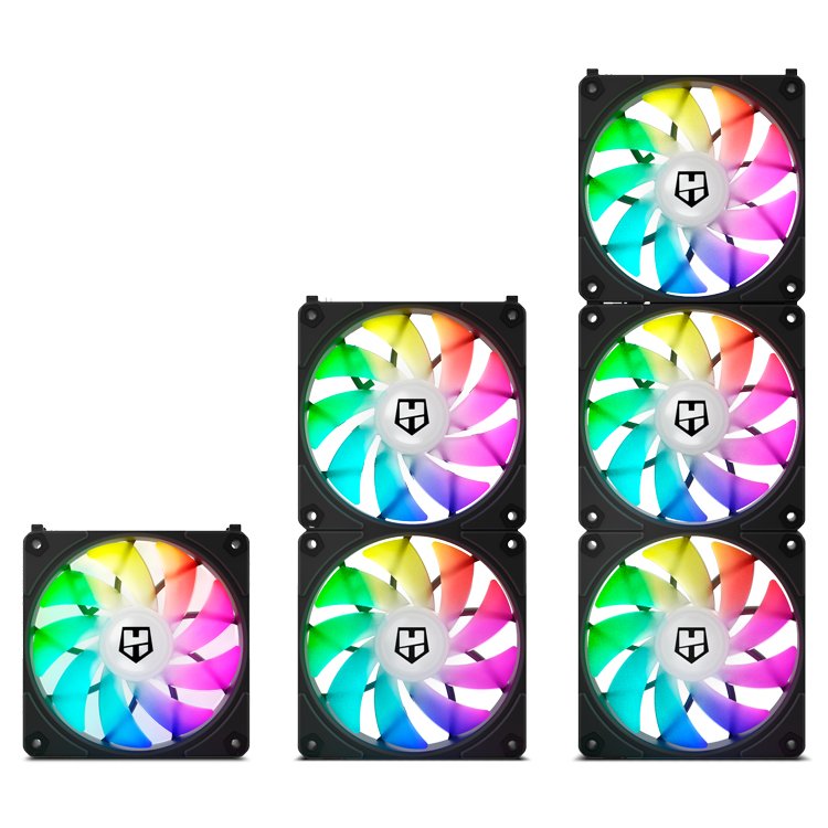 Ventilador Caja Nox Hummer Easylink Argb Fans Kit Negros