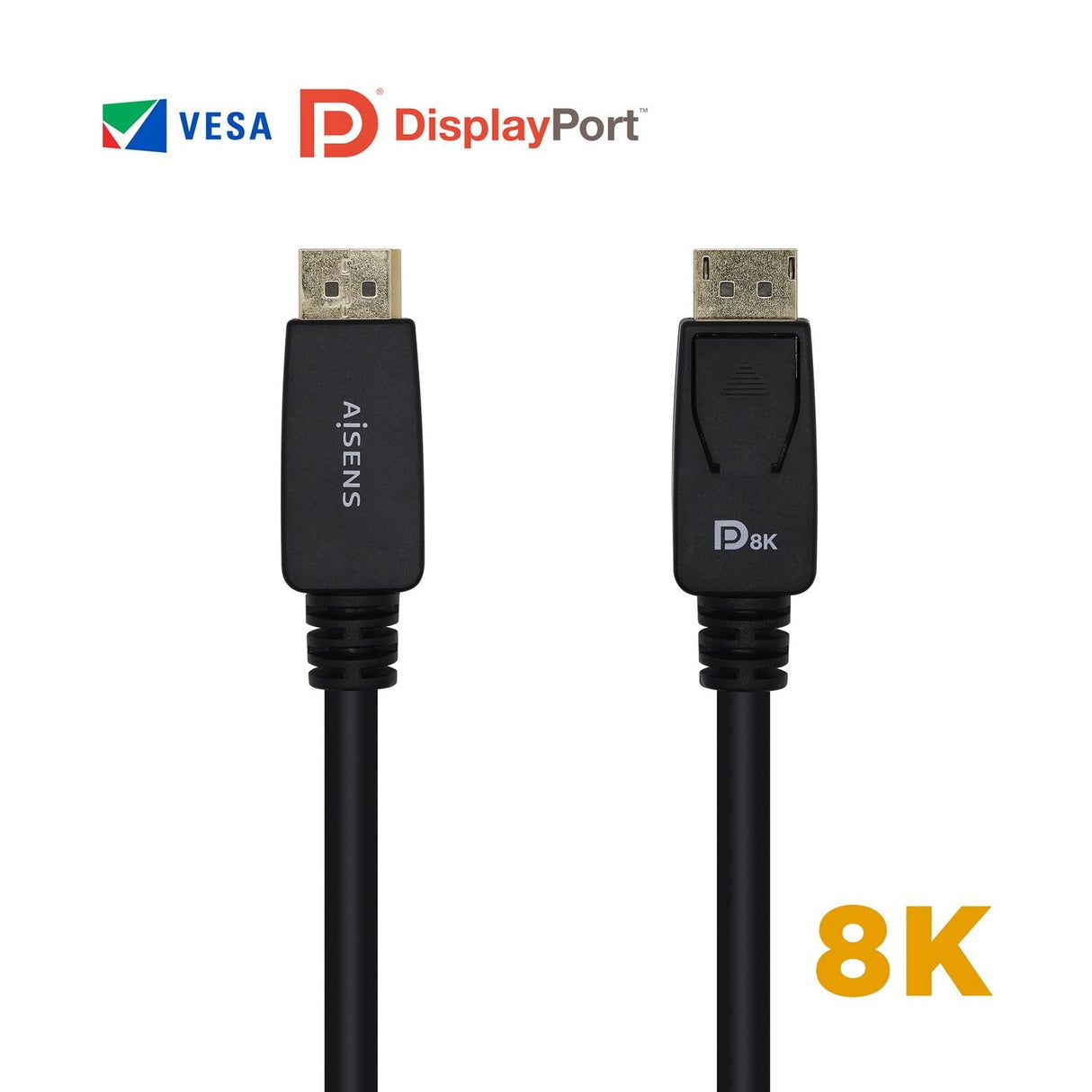 Aisens Cable Displayport Certificado V1.4 8k@60hz - Dp/M-Dp/M - 3m - Negro