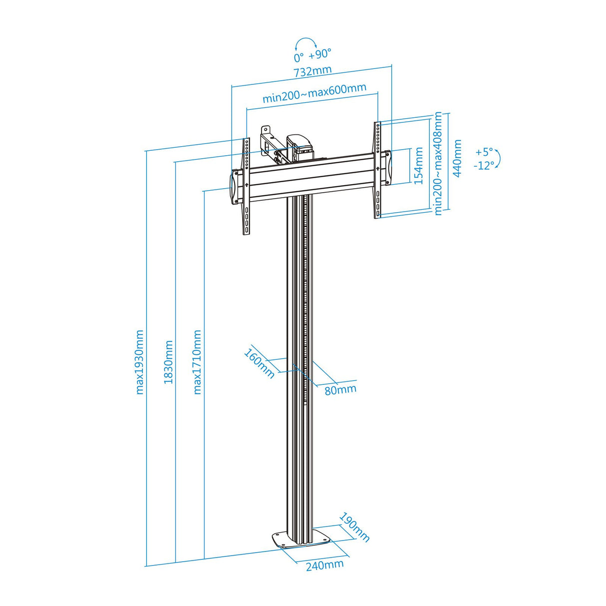 EAN 8433281010703 - TooQ FS2270M-B soporte para pantalla de señalización 177,8 cm (70") Plata imagen 10