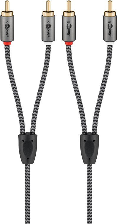 Goobay Más Cable De Cable Cinch Estereo Negro/Plateado, 5 Metros 65295