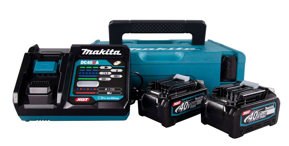 Makita Power Source Kit Li 40v 4ah, Cargador Negro/Azul, 2x Batería Bl4025, 1x Cargador Rápido Dc40ra, Makpac Tamaño 1