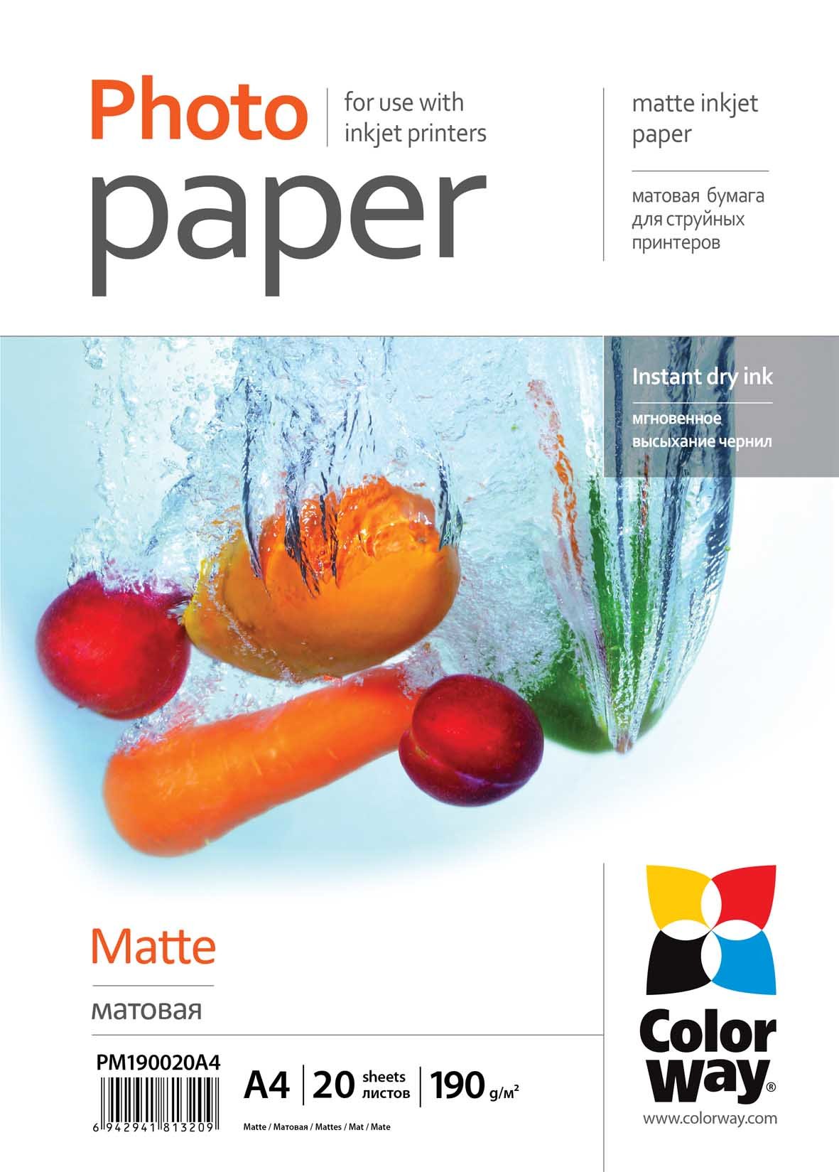 Colorway Pm190020a4 Papel Fotográfico A4 Mate 190gms 20 Hojas