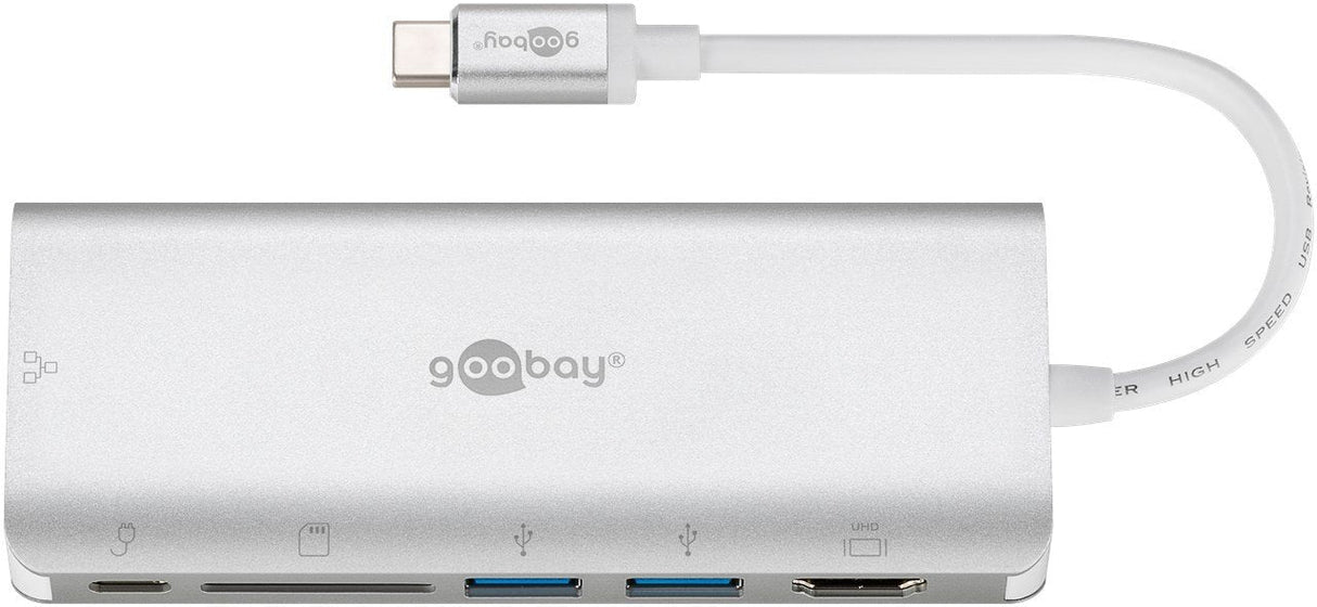 Hub Adaptador Multipuerto Goobay Usb-C Hdmi Usb Cr Rj45 Pd (Aluminio)