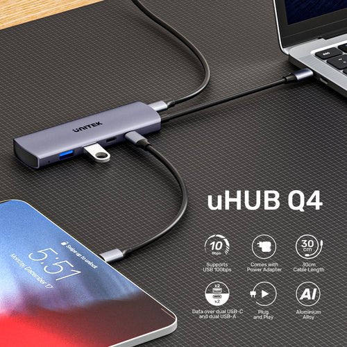 Unitek 4w1 Usb-C 10 Gbps 2x Usb-A 2x Usb-C
