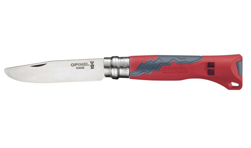 Opinel Navaja Outdoor Junior Azul Nº07 Con Silbato Hasta 100 Db, Hoja De 7,5 Cm Robusta, Punta Ligeramente Redondeada,