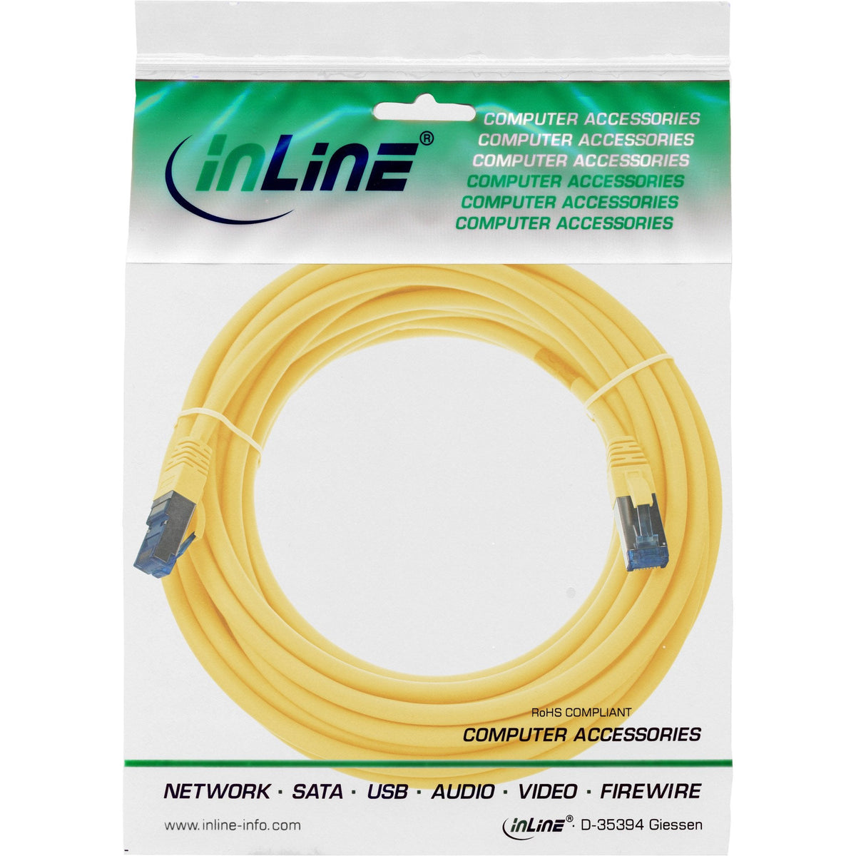 Cable De Red Inline S/Ftp Pimf Cat.6a Libre De Halógenos 500mhz Amarillo 7.5m