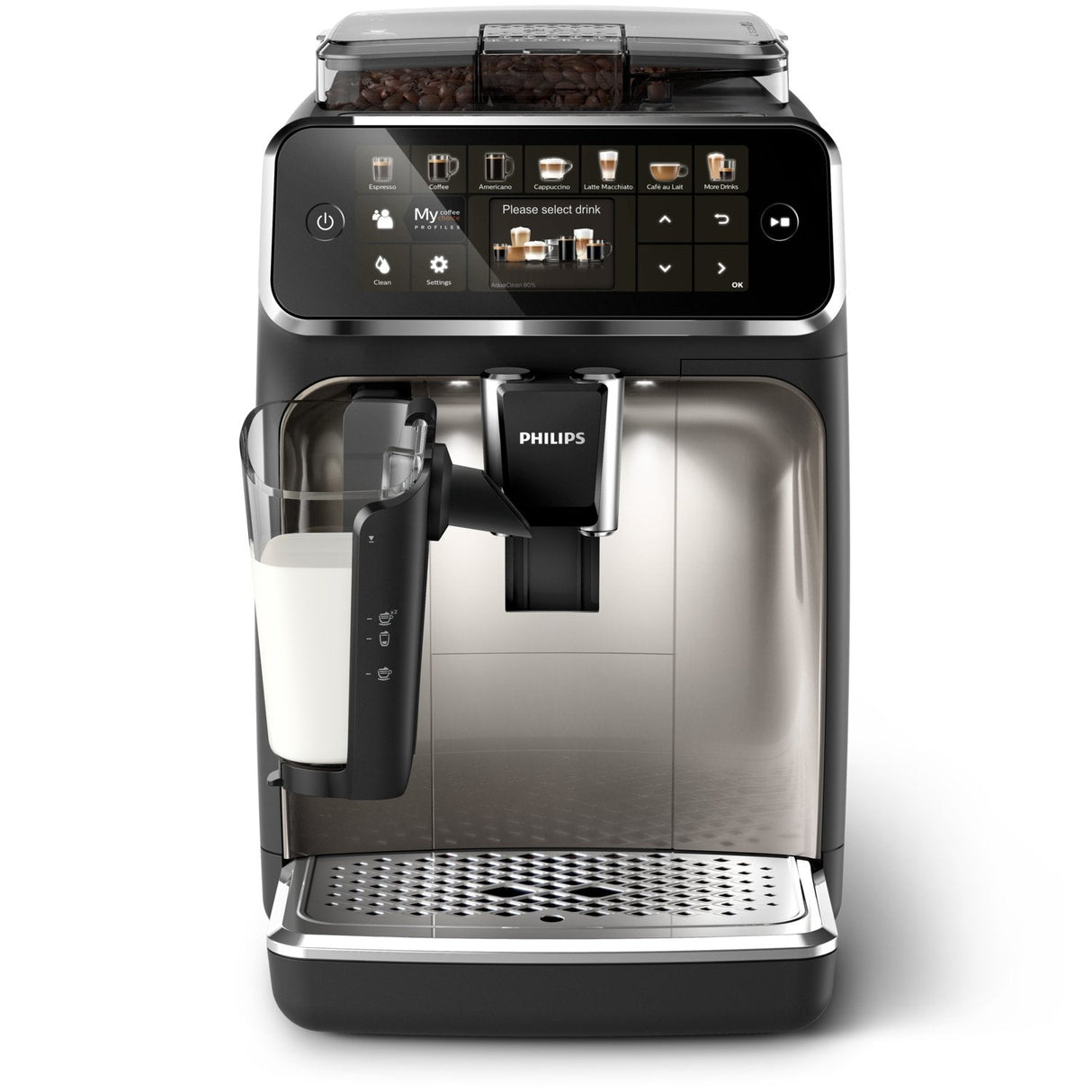 Cafetera Philips Espresso Completamente Automáticas Con 12 Bebidas, Máquina Espresso, 1,8 L, Granos De Café, Molinillo Integrado, 1500 W, Negro, Cromo
