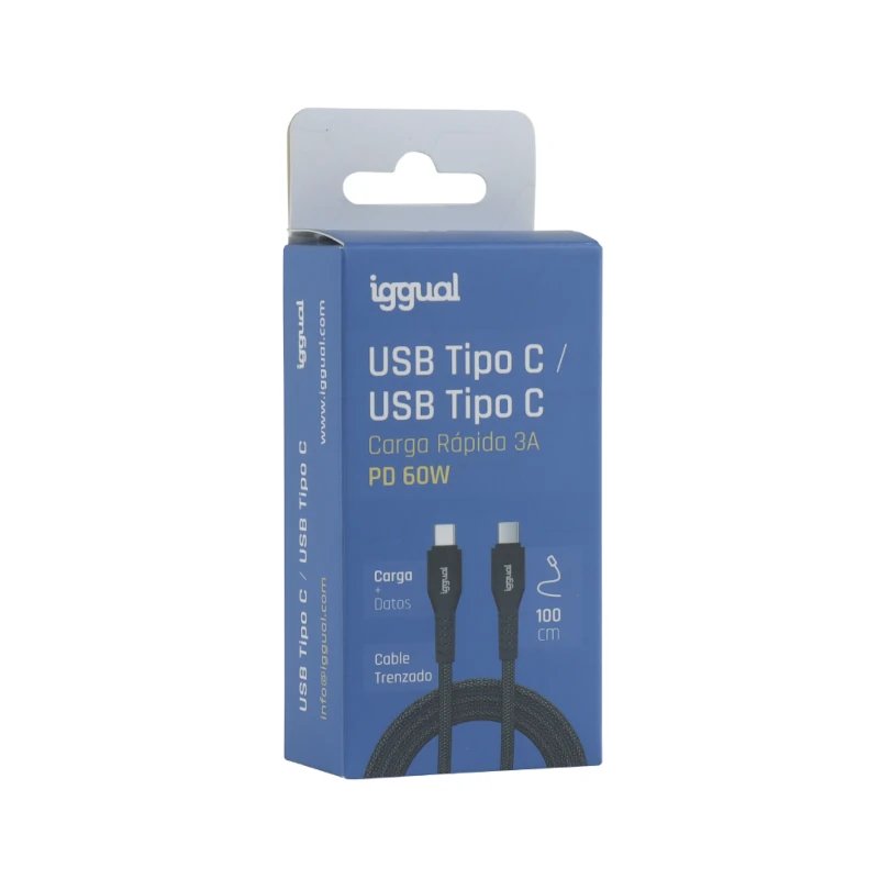Cable Iggual Usb-C A Tipo C 60w 3a 100 Cm Trenzado