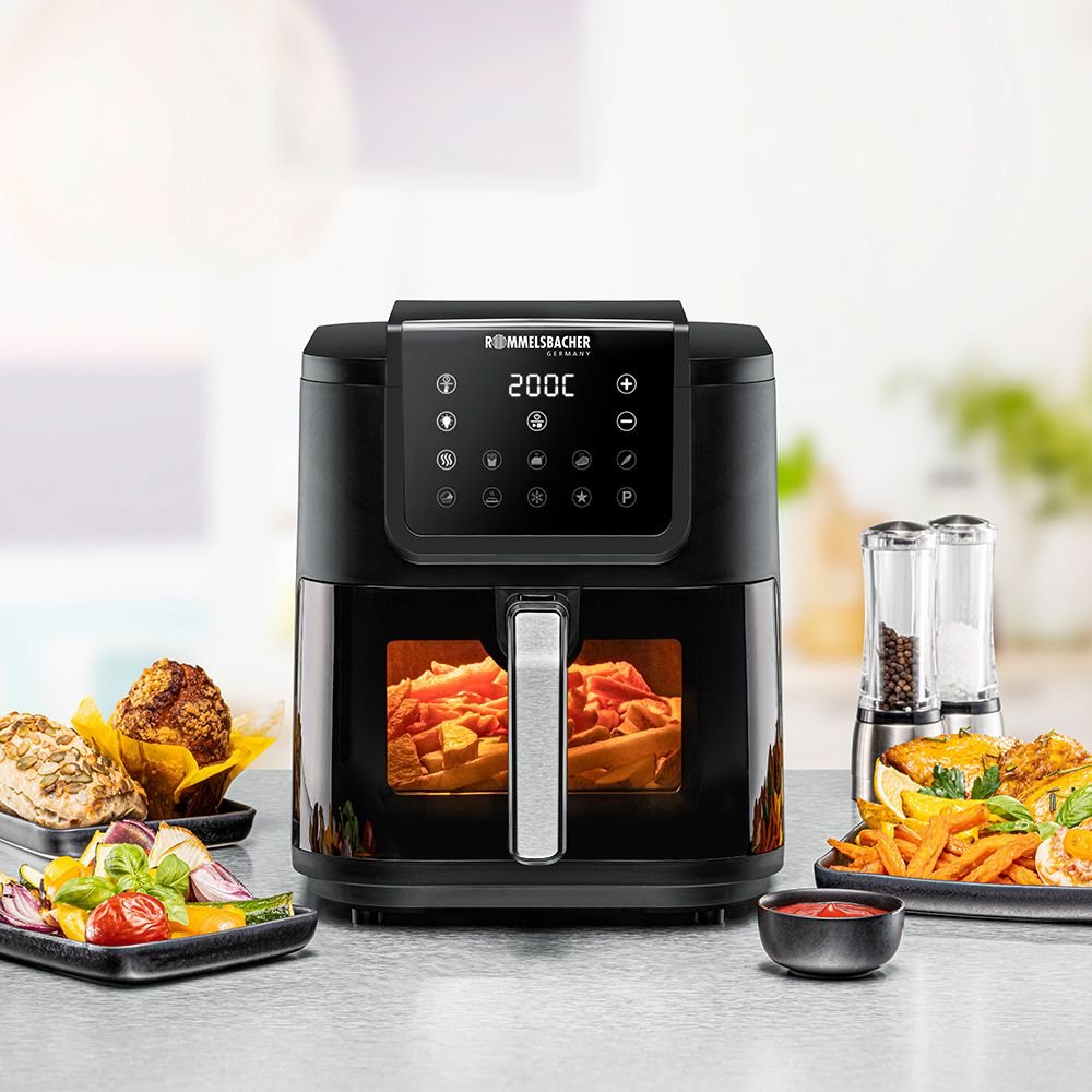 EAN 4001797813022 - Rommelsbacher FRH 1700 freidora Sencillo 8 L Independiente 1700 W Freidora de aire caliente Negro, Acero imagen 2