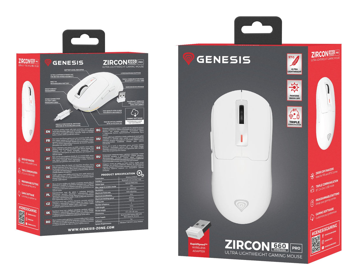 EAN 5901969444858 - GENESIS NMG-2194 ratón Juego Ambidextro Bluetooth + USB Type-C Óptico 26000 DPI imagen 4